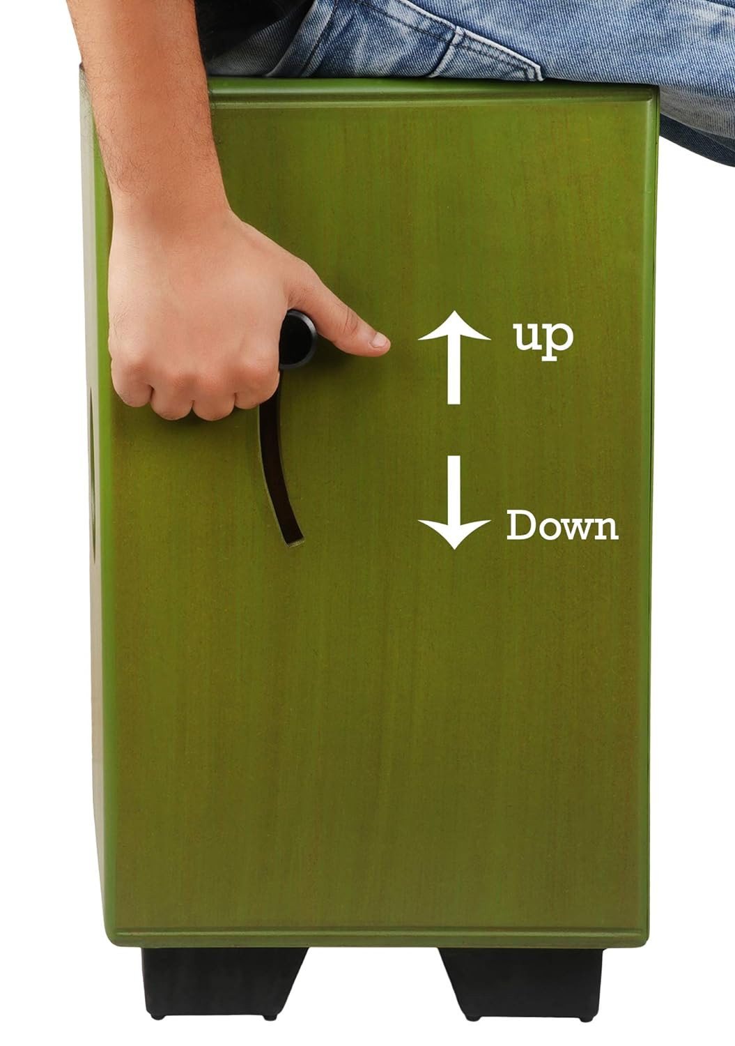 Clapbox Adjustable Snare Cajon CB40- Olive Green Birch Wood H50 W30 L30 - 3 Internal Snares