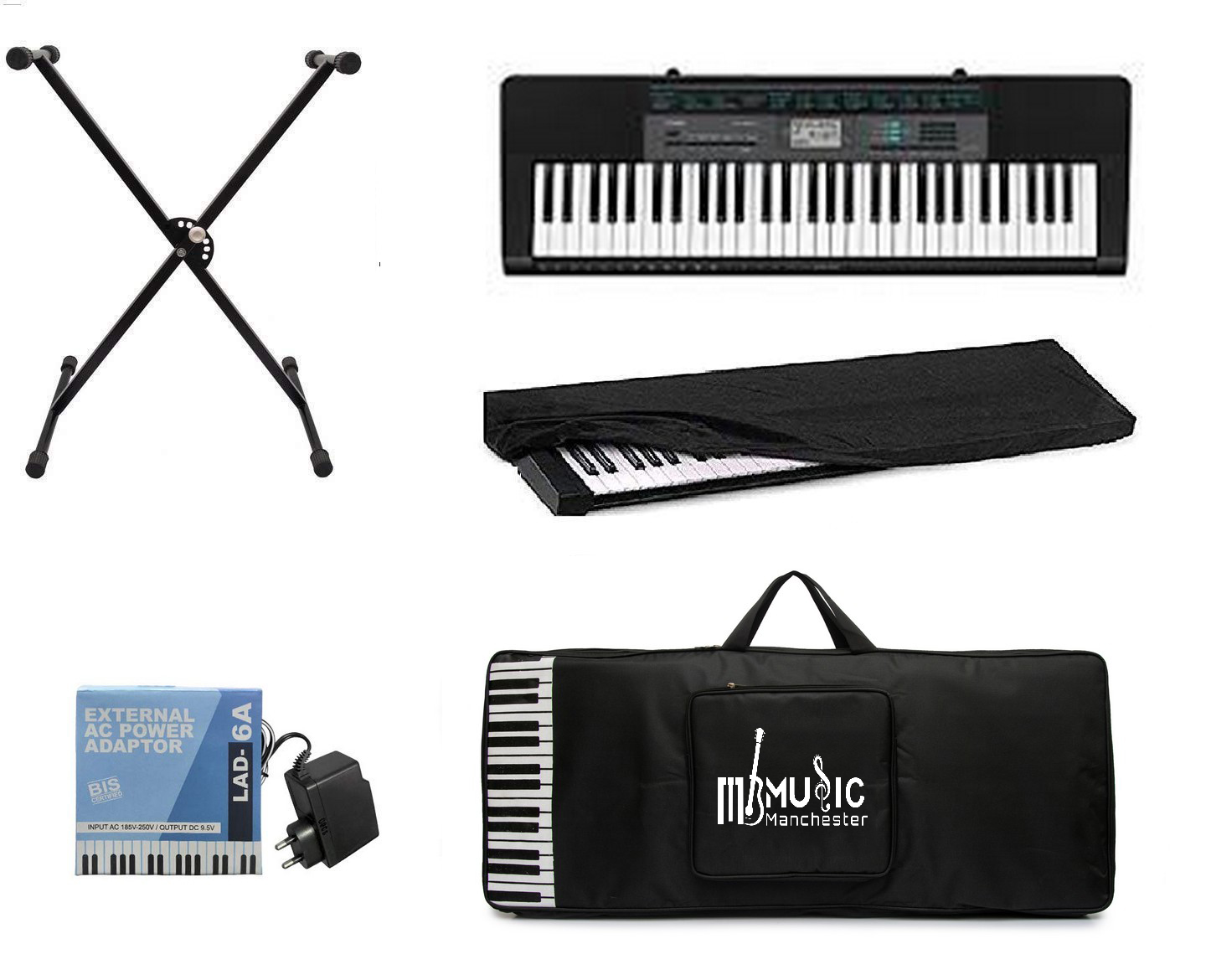 Casio CTK-2550 Electronic Keyboard With Free Adapter Padded Carry Bag Dust Cover and Stand - Combo pack