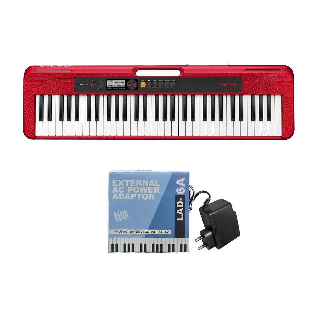 Casio Standard Keyboard CT-S200RD 61 Keys with Adapter Red