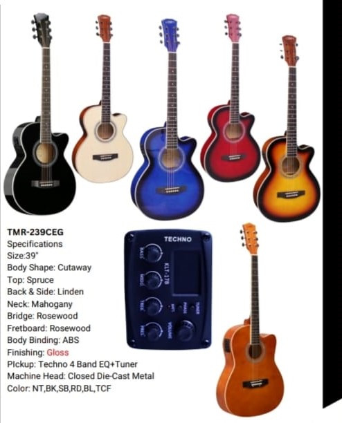 Techno Semi- Acoustic Guitar TMR-239CEG with Padded Bag Natural
