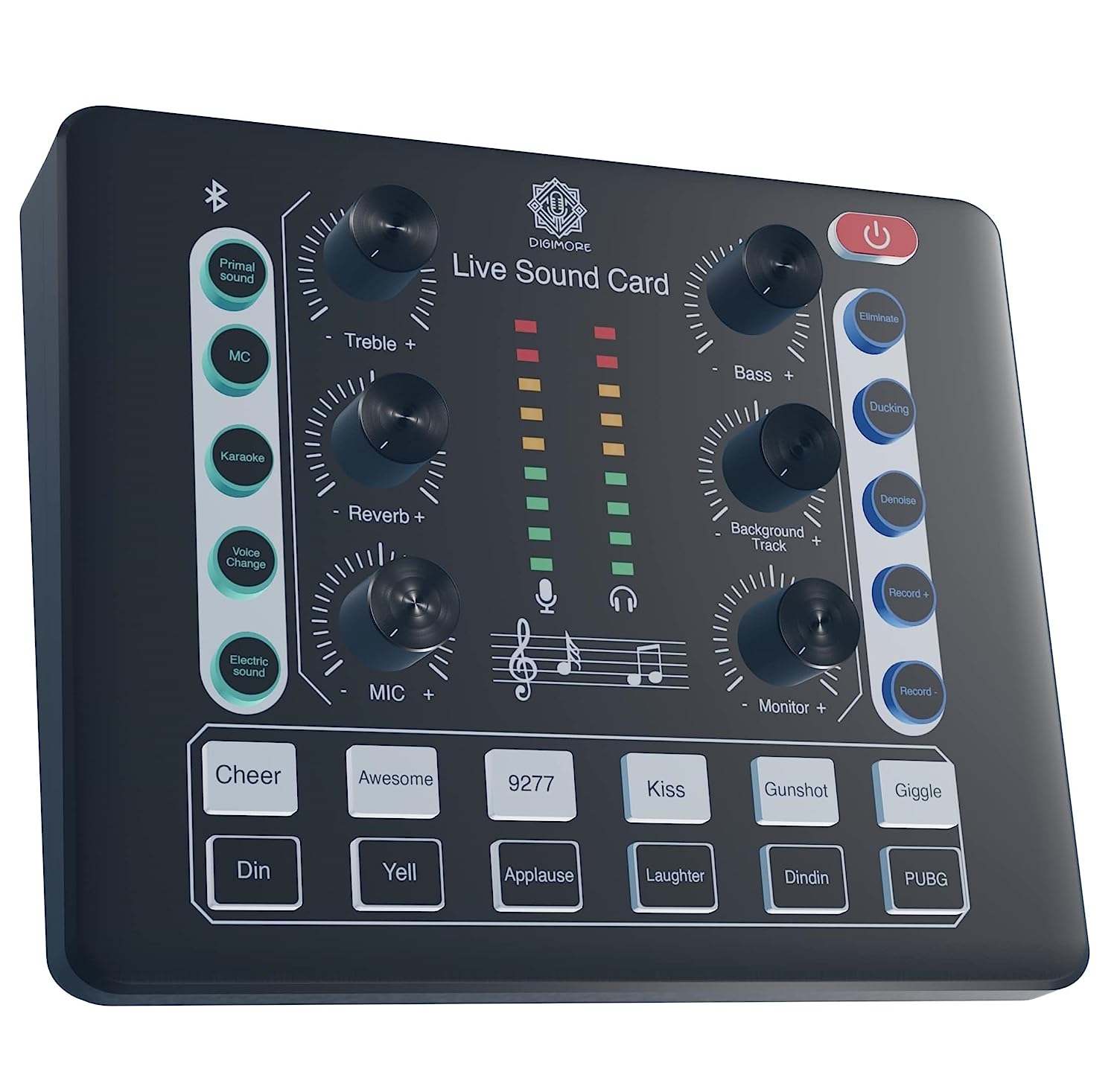 DIGIMORE D-220 Audio Mixer with DJ Mixer Live Sound Card Effects and Voice Changer Podcast Equipment Bundle Stereo Audio Interface Studio Streaming Prefect for Live StreamingPodcastingGaming