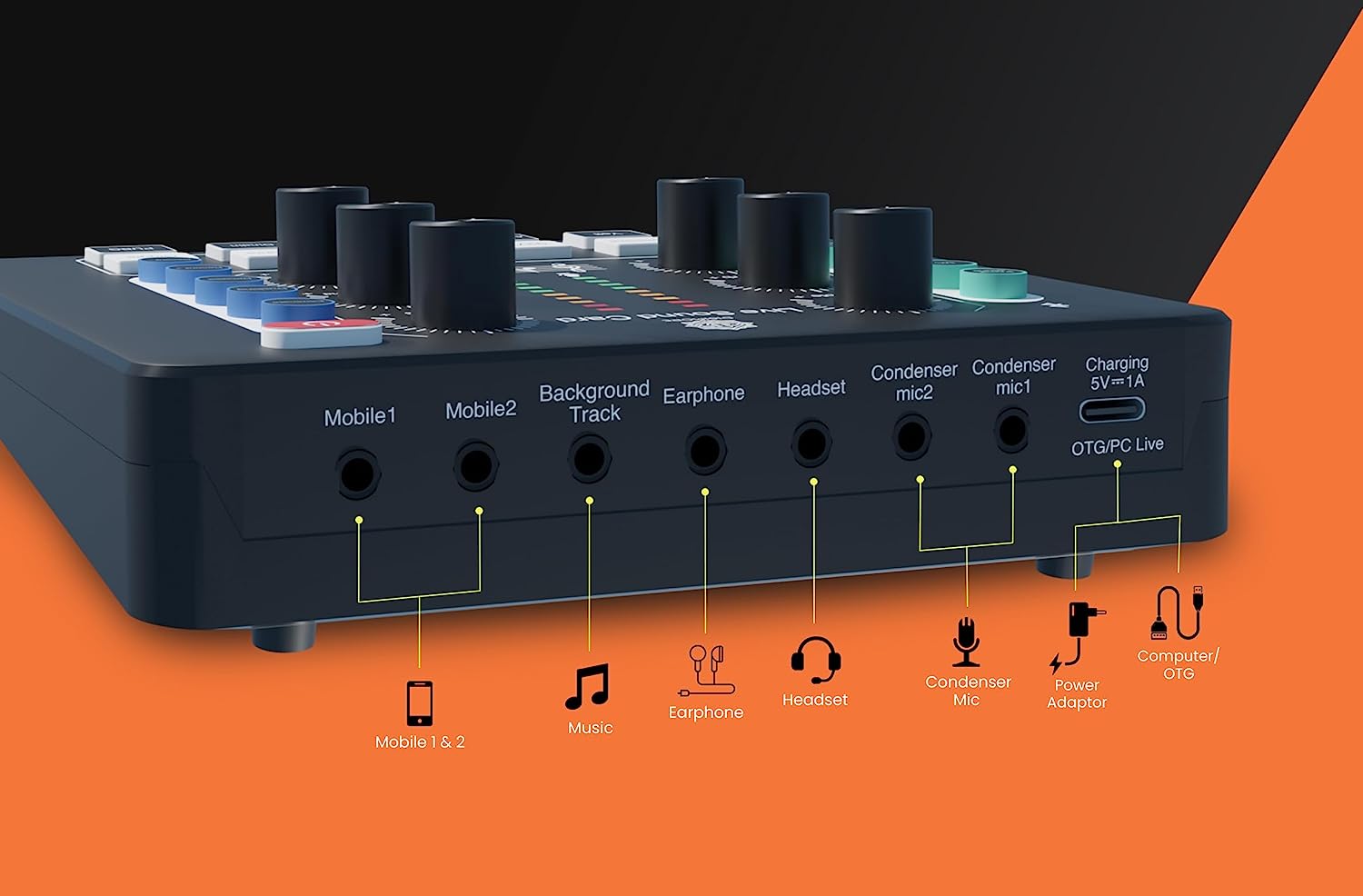 DIGIMORE D-220 Audio Mixer with DJ Mixer Live Sound Card Effects and Voice Changer Podcast Equipment Bundle Stereo Audio Interface Studio Streaming Prefect for Live StreamingPodcastingGaming