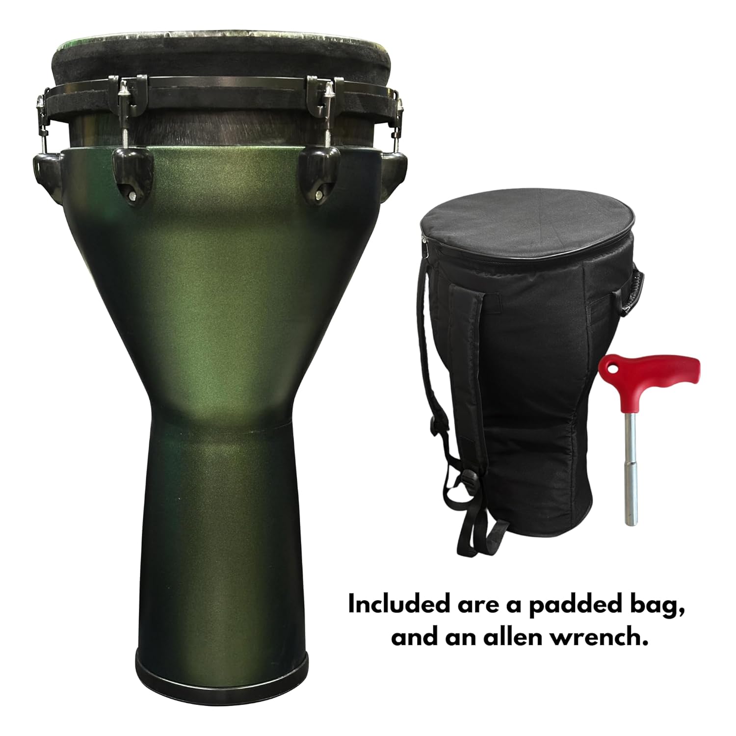 Pluto Djembe 12 Green With Cover -12GP