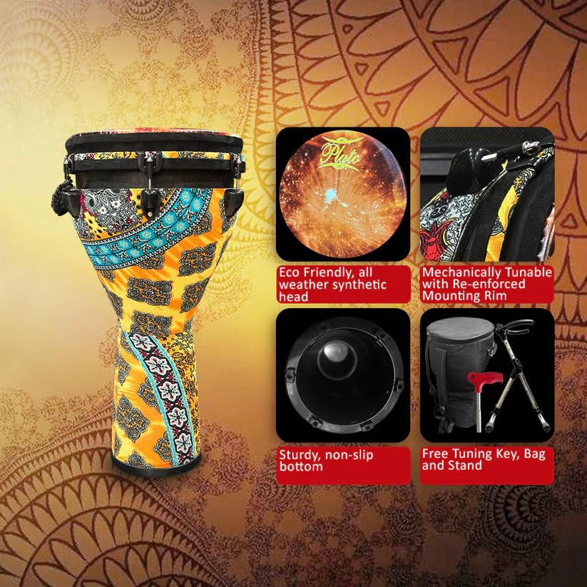 Pluto Djembe 12 Yellow Thick Fabric with Cover DJ-12 YF