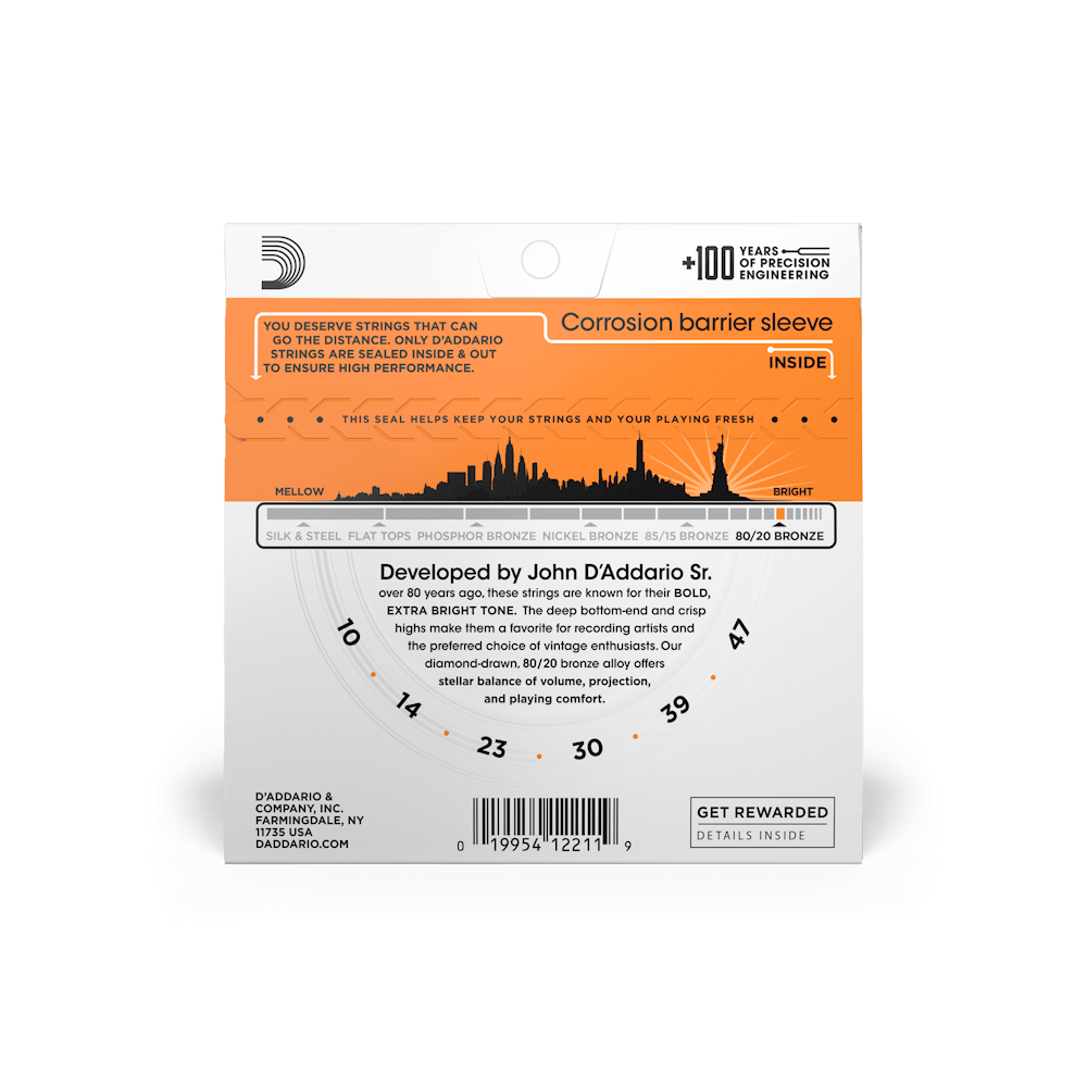 DADDARIO EJ10 SET ACOUS GTR 8020 BRZ X-LITE