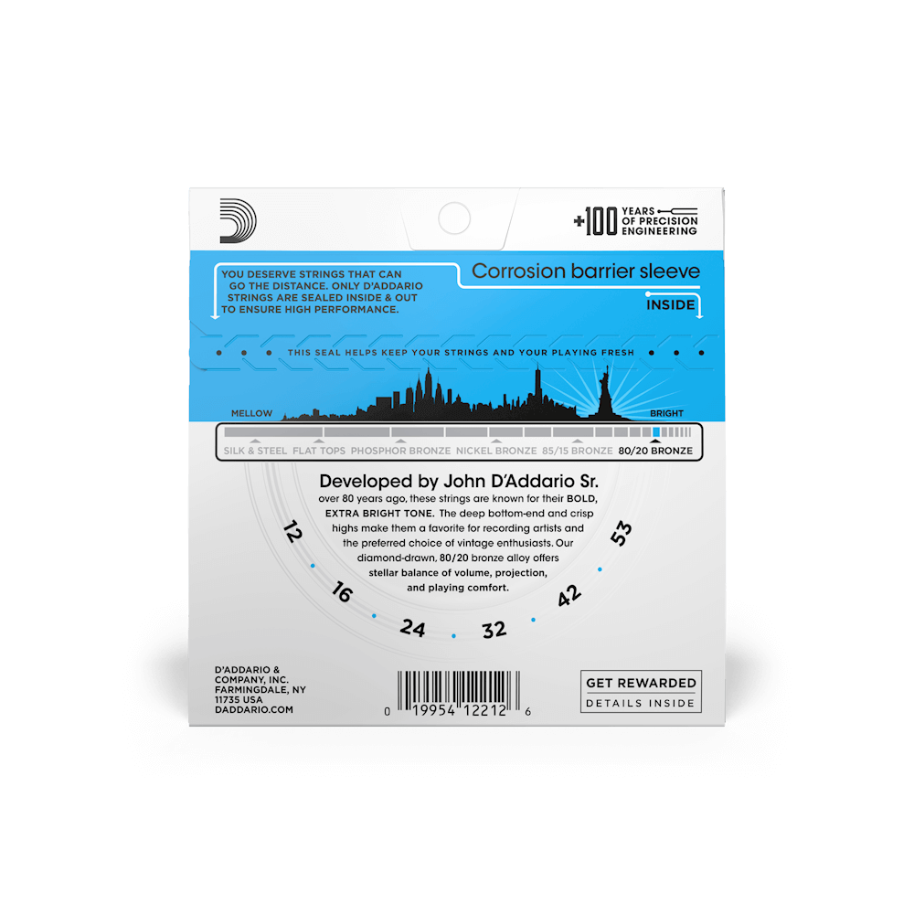 DADDARIO EJ11 SET ACOUS GTR 8020 BRZ LITE