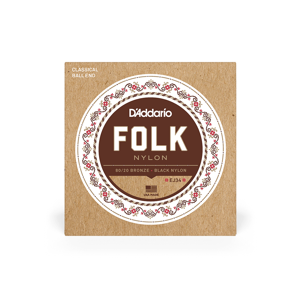 DADDARIO EJ34 SET CLS GTR FOLK BLK 8020 BALL