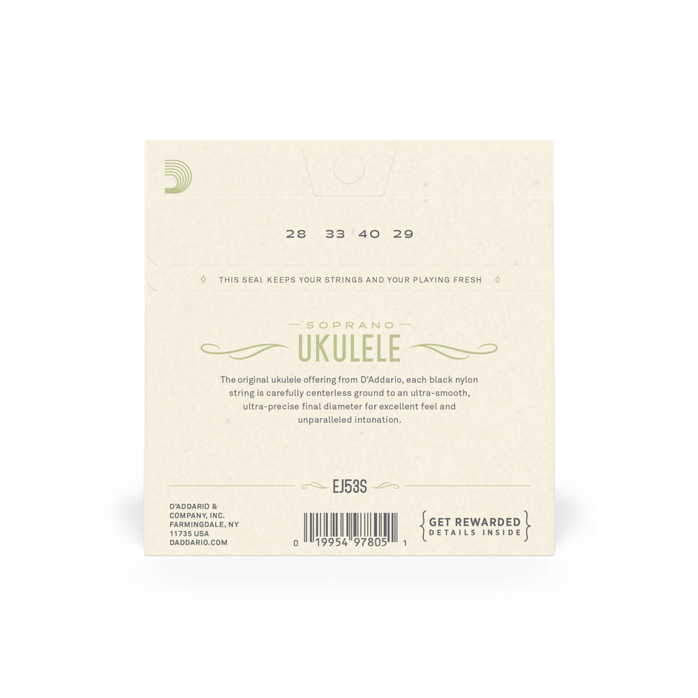 DADDARIO EJ53S SET SOPRANO UKE BLACK NYLON