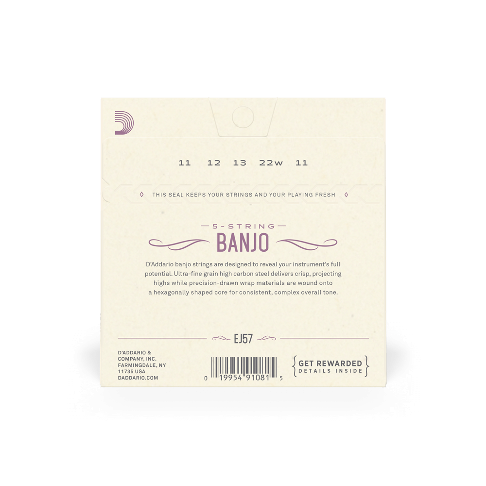DADDARIO EJ57 SET BANJO NICKEL CUSTOM MED