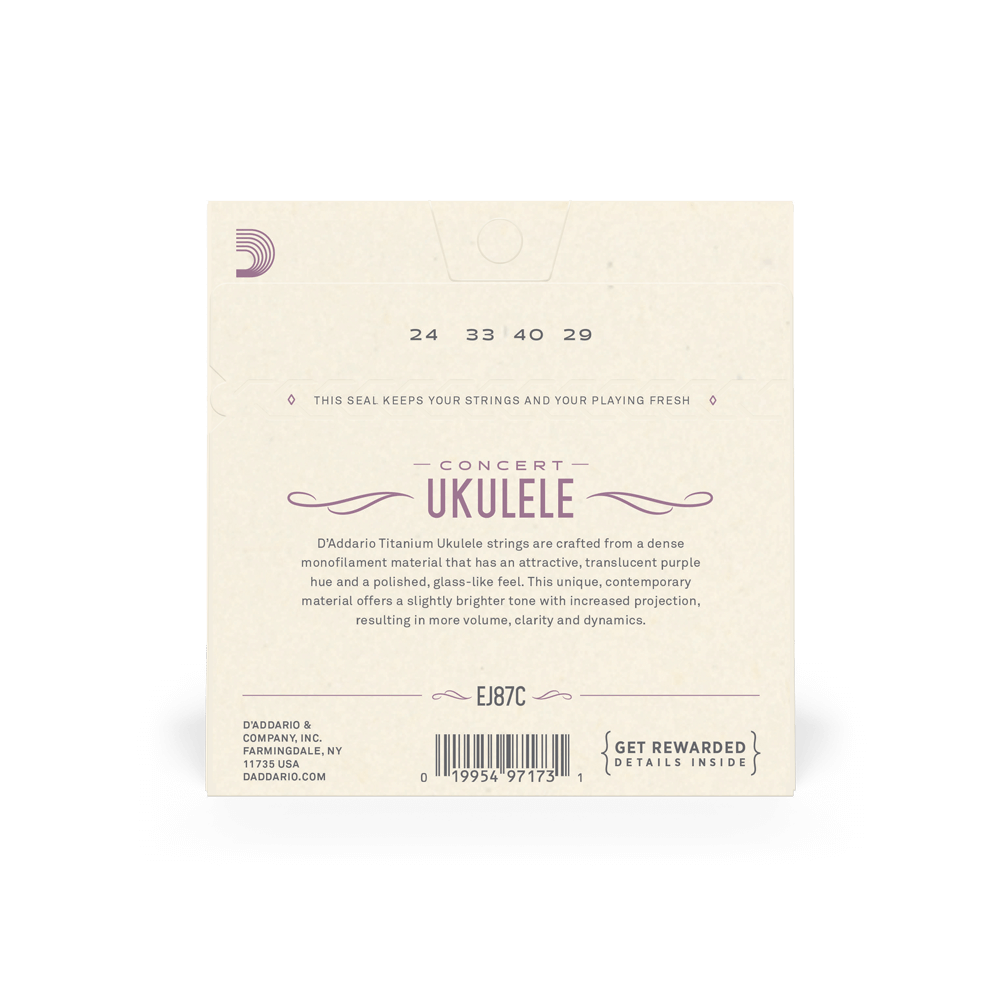 DADDARIO EJ87C SET CONCERT TITANIUM UKULELE