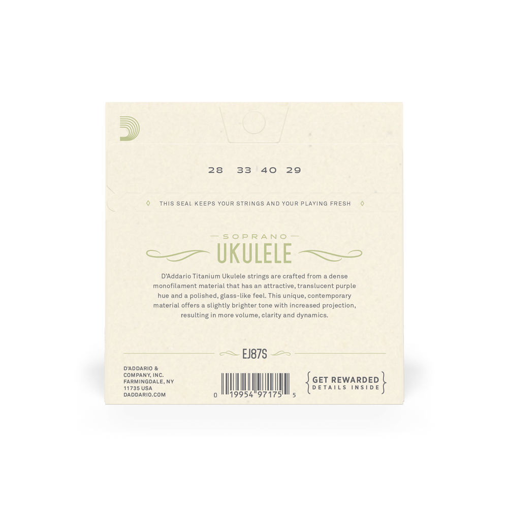 DADDARIO EJ87S SET SOPRANO TITANIUM UKULELE