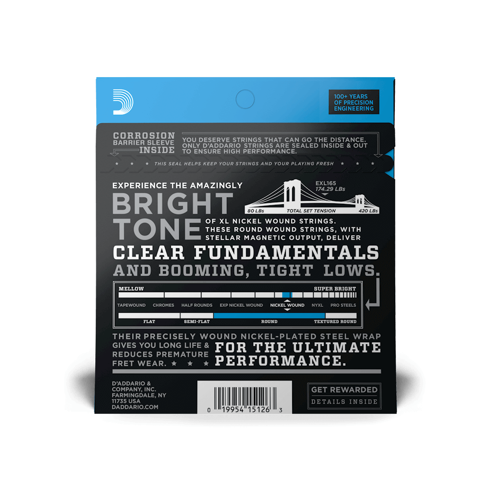 DADDARIO EXL165 SET BASS XL 45-105 LONG SCALE