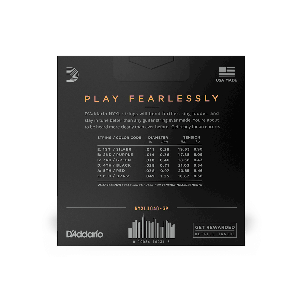 DADDARIO NYXL1046-3P 3-PACK ELEC GTR NYXL REG LITE