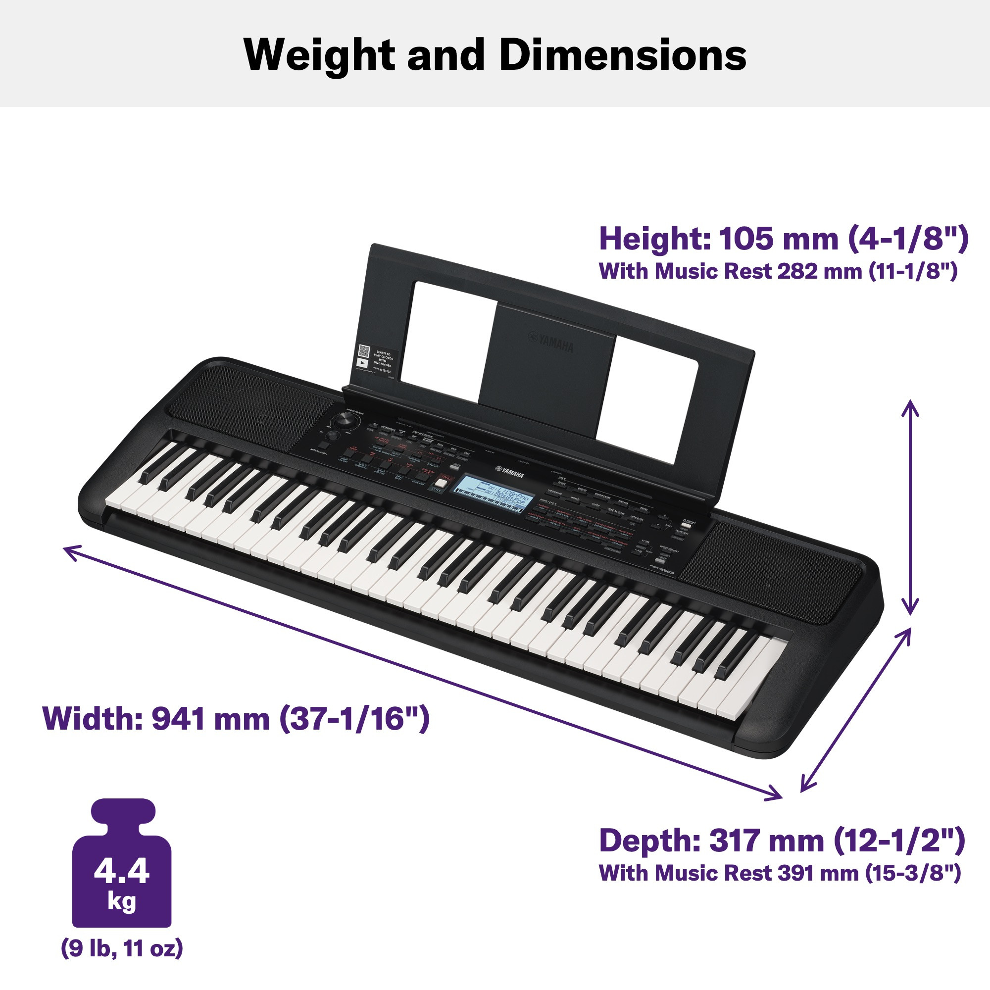 Yamaha PSR-E383 Portable Keyboard 61 Keys Adaptor Included