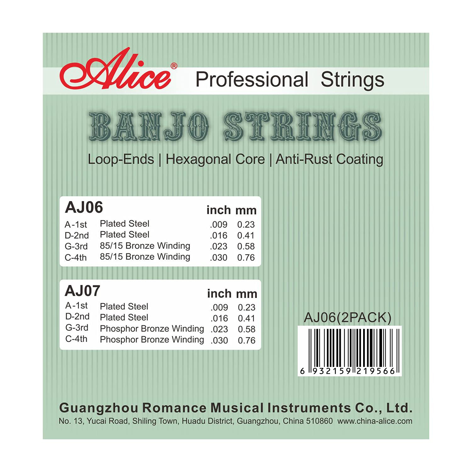 Alice AJ07 4-Strings Banjo Sting Set