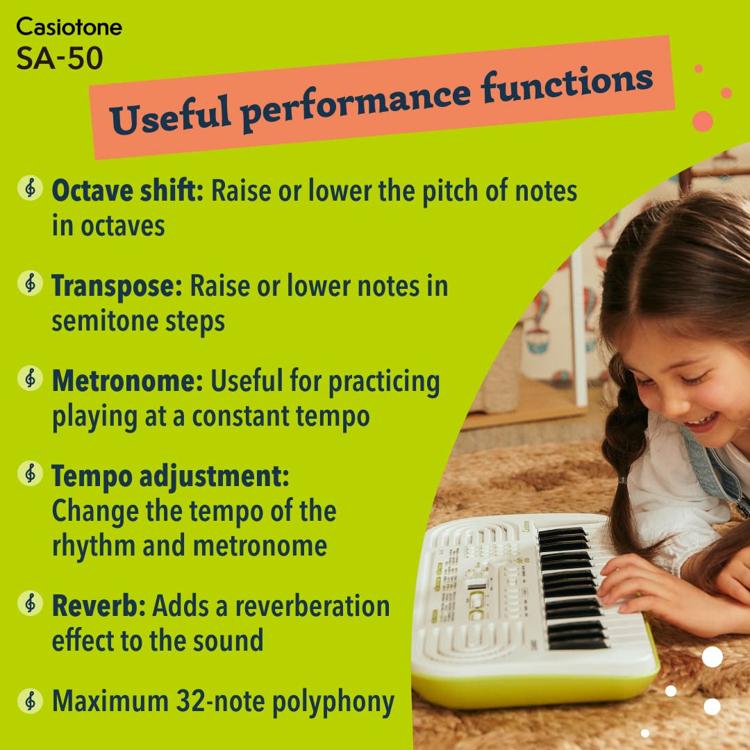 Casiotone SA-50 32 Keys Mini Keyboard With Adapter and Bag