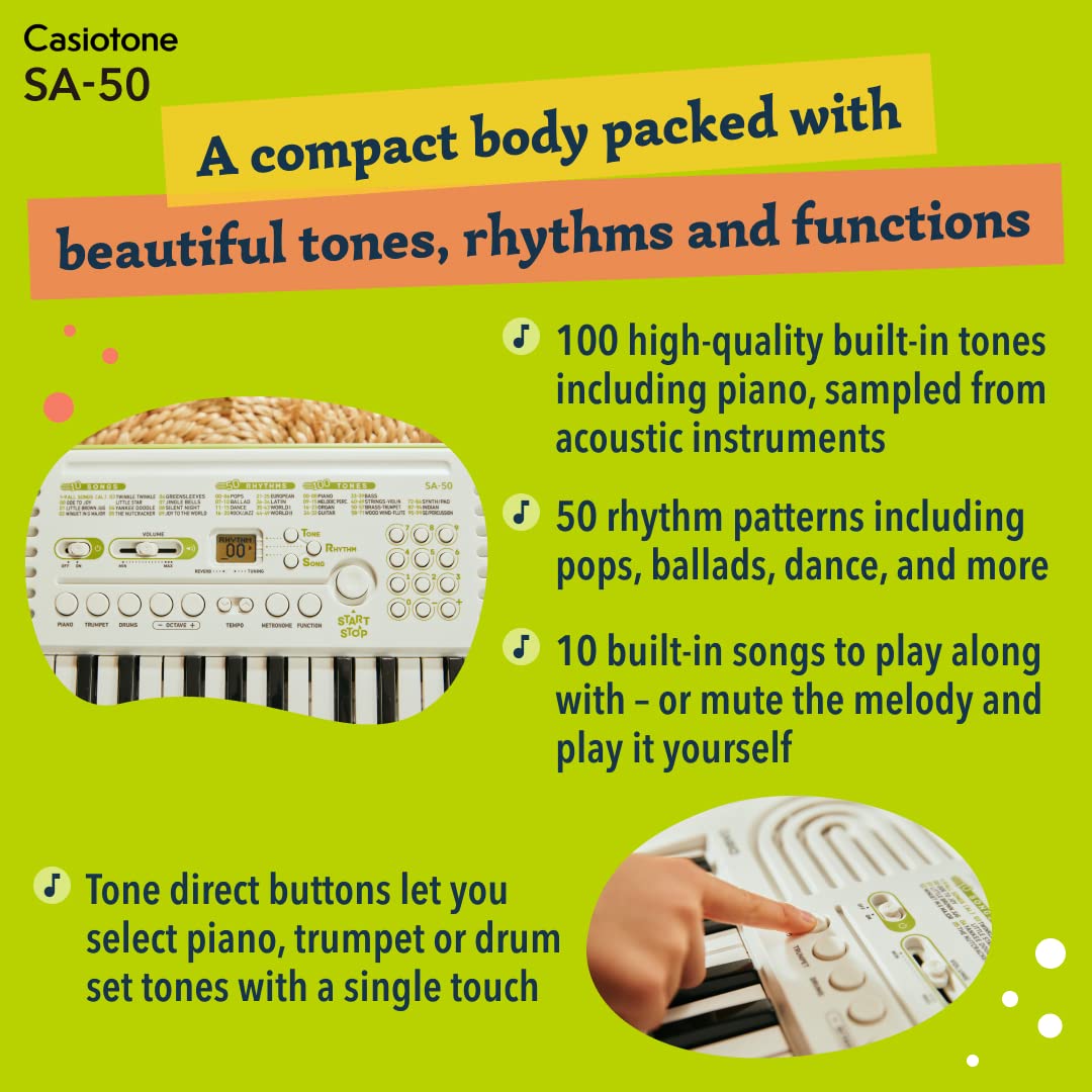 Casiotone SA-50 32 Keys Mini Keyboard With Adapter and Bag