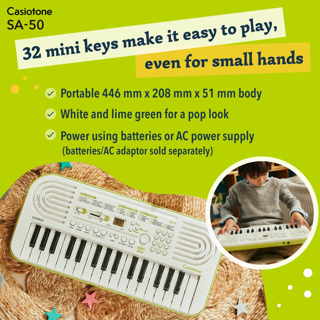 Casiotone SA-50 32 Keys Mini Keyboard With Adapter and Bag