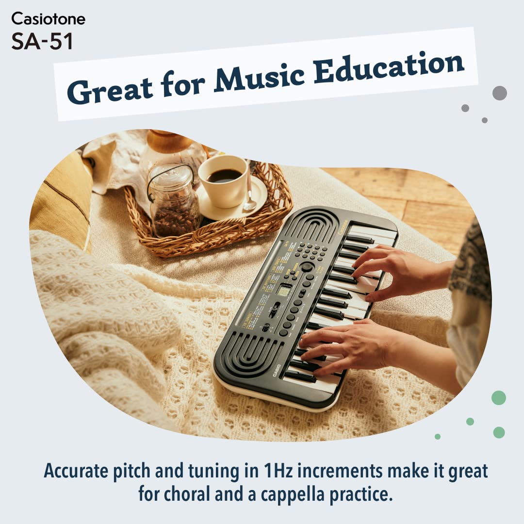 Casiotone Mini Keyboard SA-51 with Piano tones Black with Adapter and Padded Bag