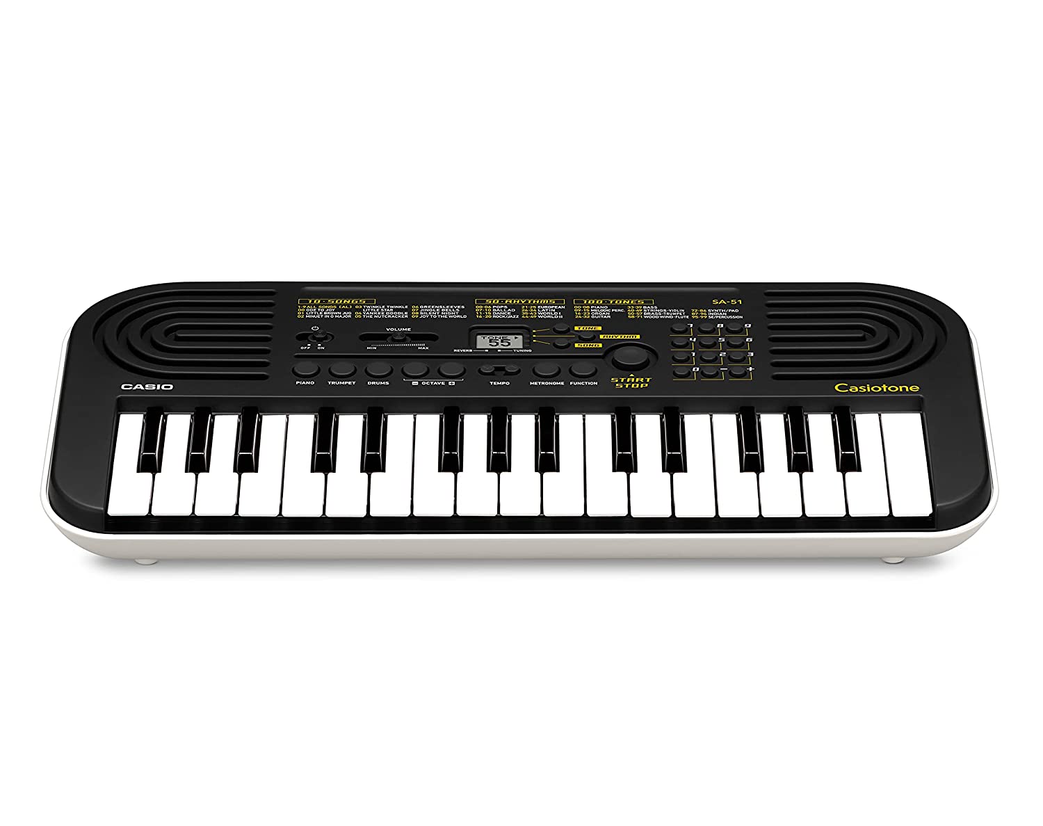 Casiotone Mini Keyboard SA-51 with Piano tones Black with Adapter and Padded Bag