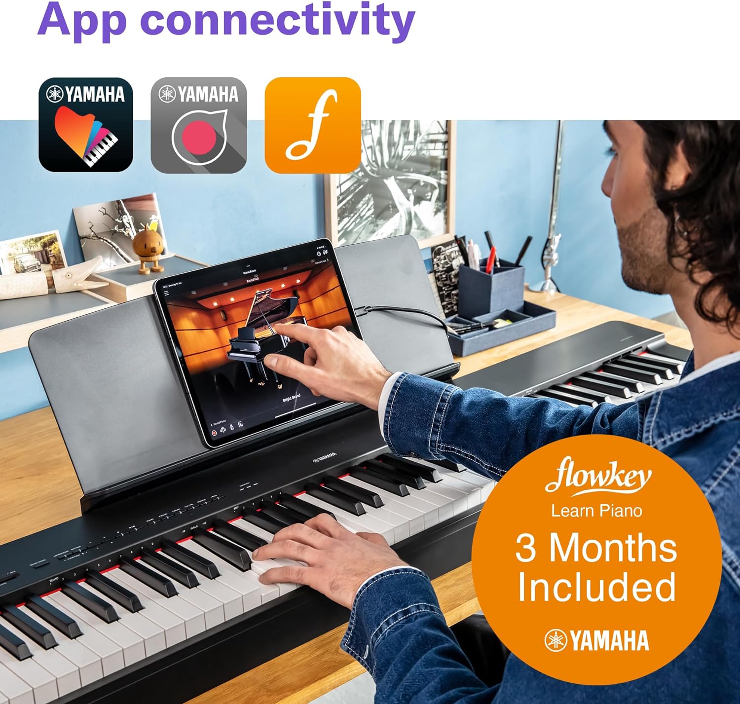 Yamaha P225B 88-Key Weighted Action Digital Piano with Bag Power Supply and Sustain Pedal Black P225B