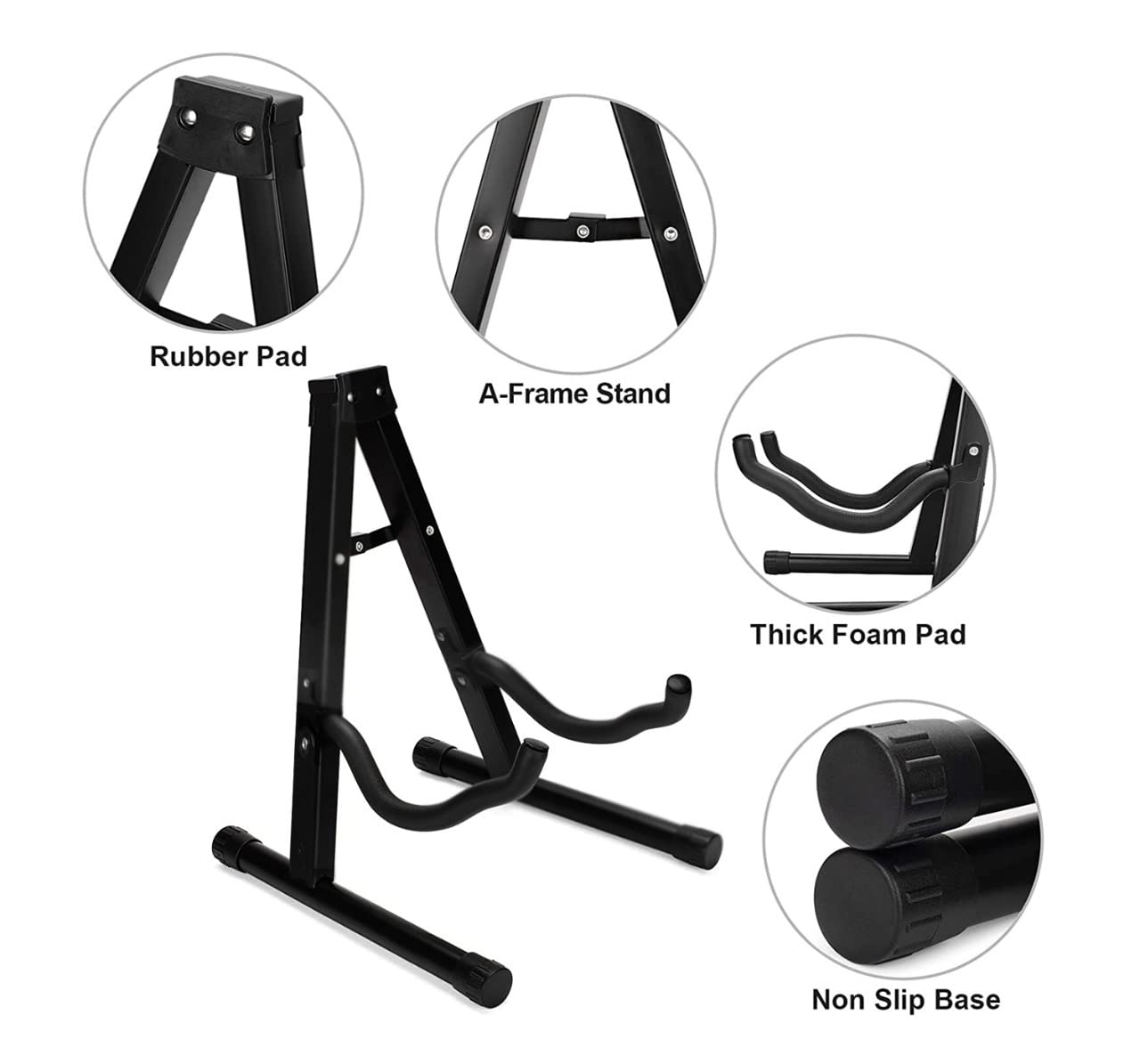 Music Xpert J-40E Neowood Portable Folding Guitar Stand with Foam Padding and Non-Slip Base for Acoustic GuitarElectric Guitarbass GuitarClassical Guitar and Ukulele