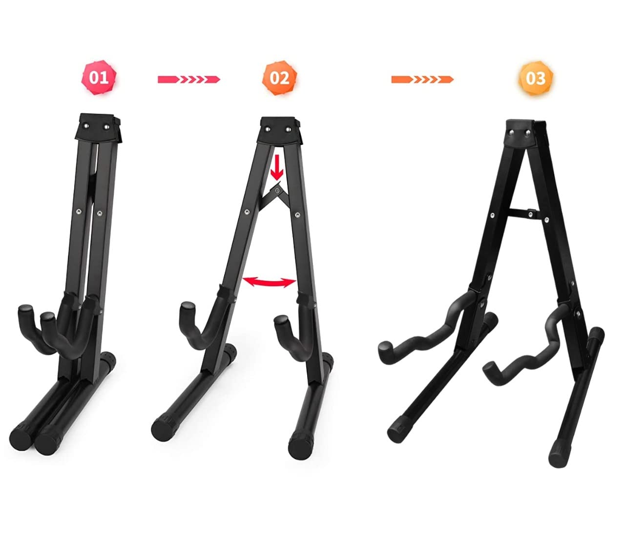 Music Xpert J-40E Neowood Portable Folding Guitar Stand with Foam Padding and Non-Slip Base for Acoustic GuitarElectric Guitarbass GuitarClassical Guitar and Ukulele