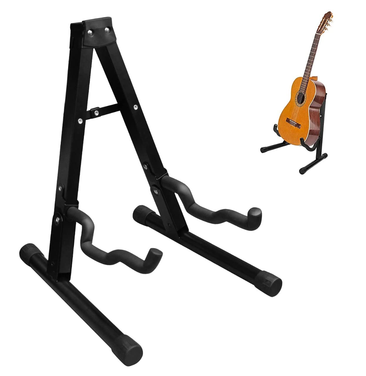 Music Xpert J-40E Neowood Portable Folding Guitar Stand with Foam Padding and Non-Slip Base for Acoustic GuitarElectric Guitarbass GuitarClassical Guitar and Ukulele
