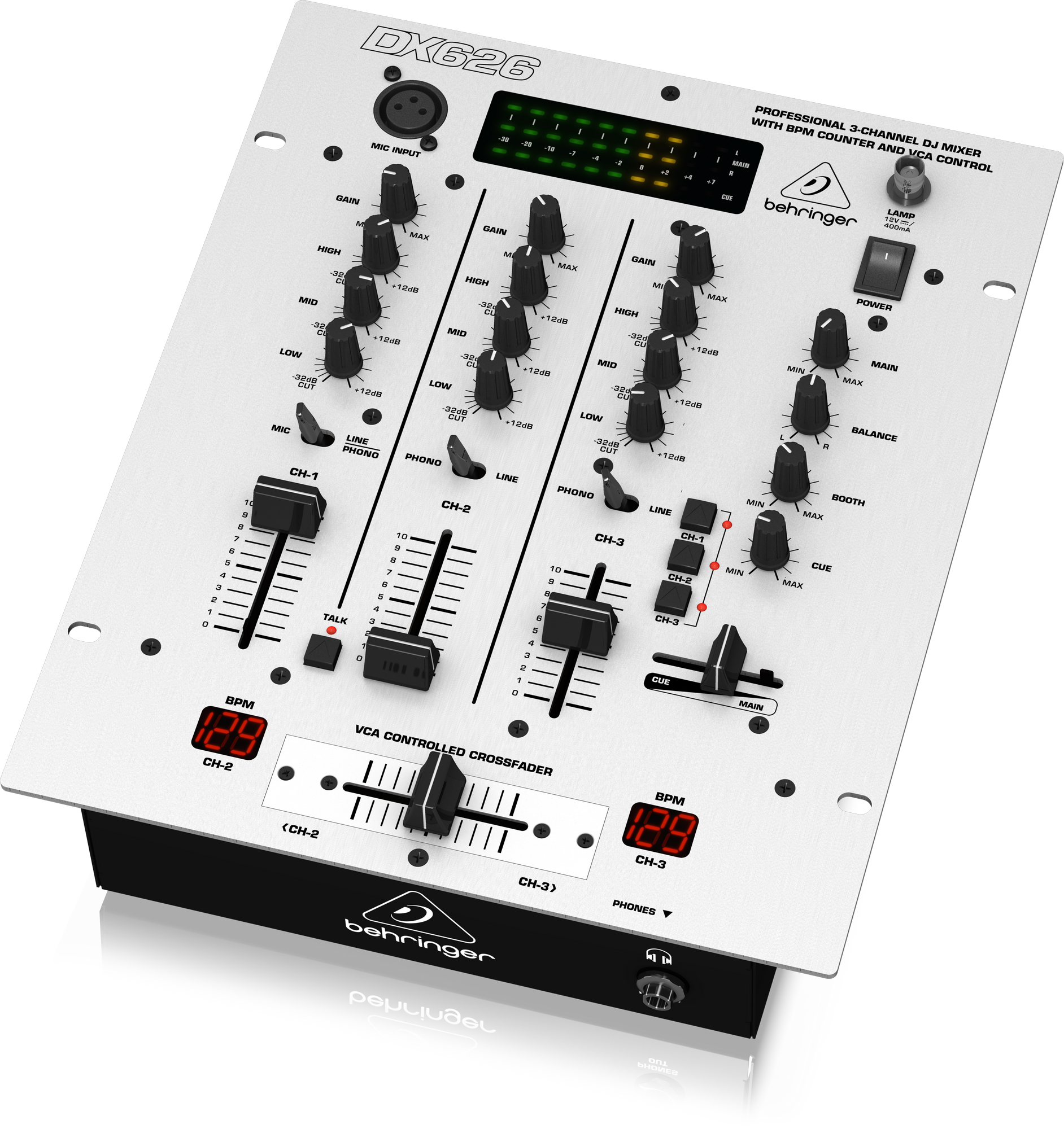 Behringer PRO MIXER DX626 Professional 3-Channel DJ Mixer with BPM Counter and VCA Control