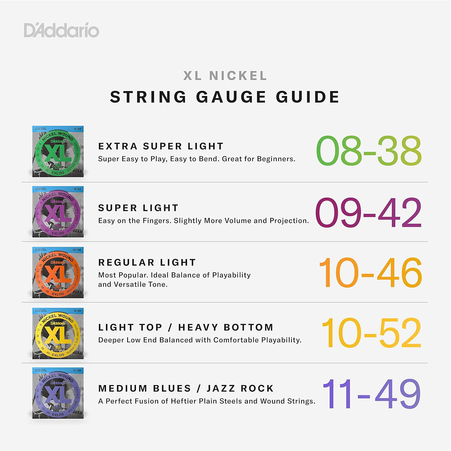 DAddario EXL120 Nickel Wound 9-42 Super Light Electric Guitar Strings Nickel tric Guitar Strings Nickel