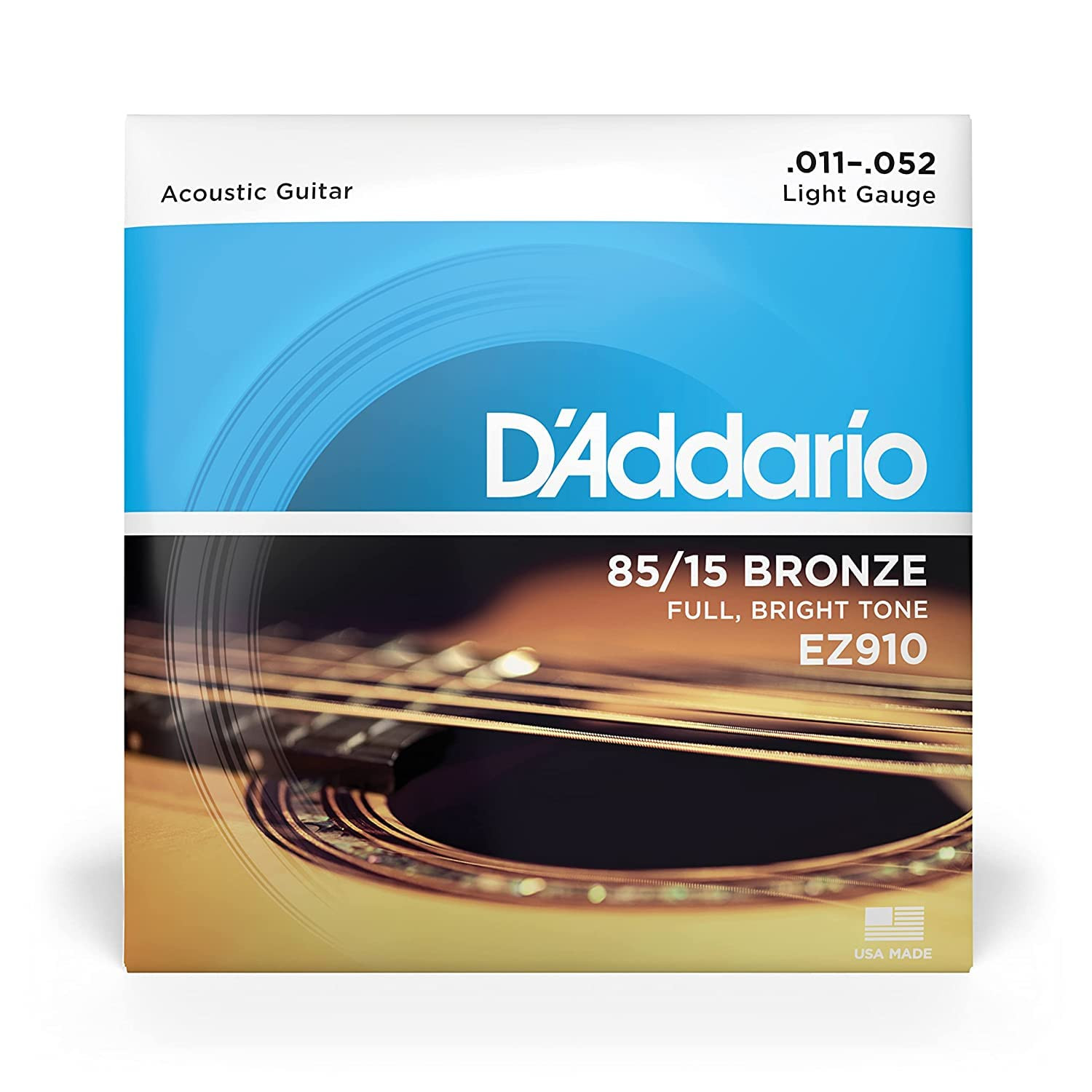 Daddario Acoustic Guitar String EZ910 Bronze Great American Light gauge by YEEN