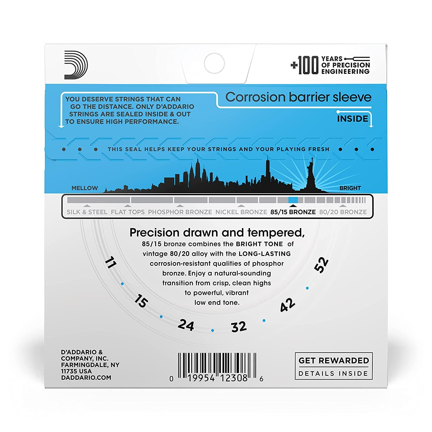 Daddario Acoustic Guitar String EZ910 Bronze Great American Light gauge by YEEN