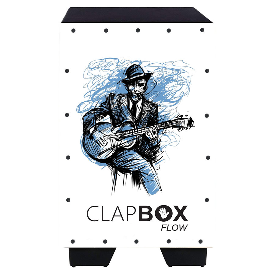 Clapbox Flow Graphic Cajon- Walnut wood H30 W30 L52 - 6 Internal Snares Black The Guitarist