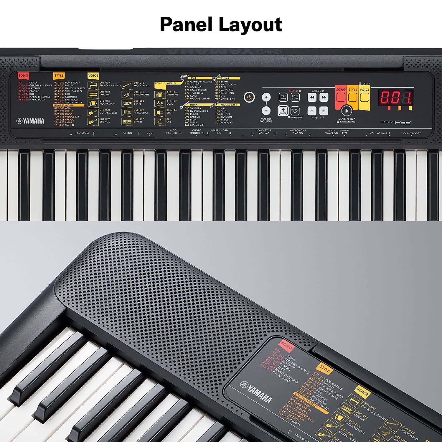 Yamaha PSR-F52 61-Keys Keyboard with adapter dust cover padded carry bag and stand combo pack