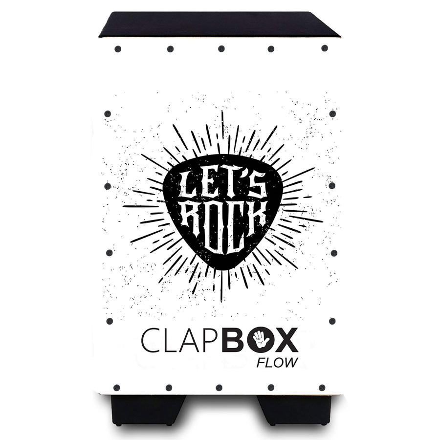 Clapbox Flow Graphic Cajon- Walnut wood H30 W30 L52 - 3 Internal Snares Black Lets Rock