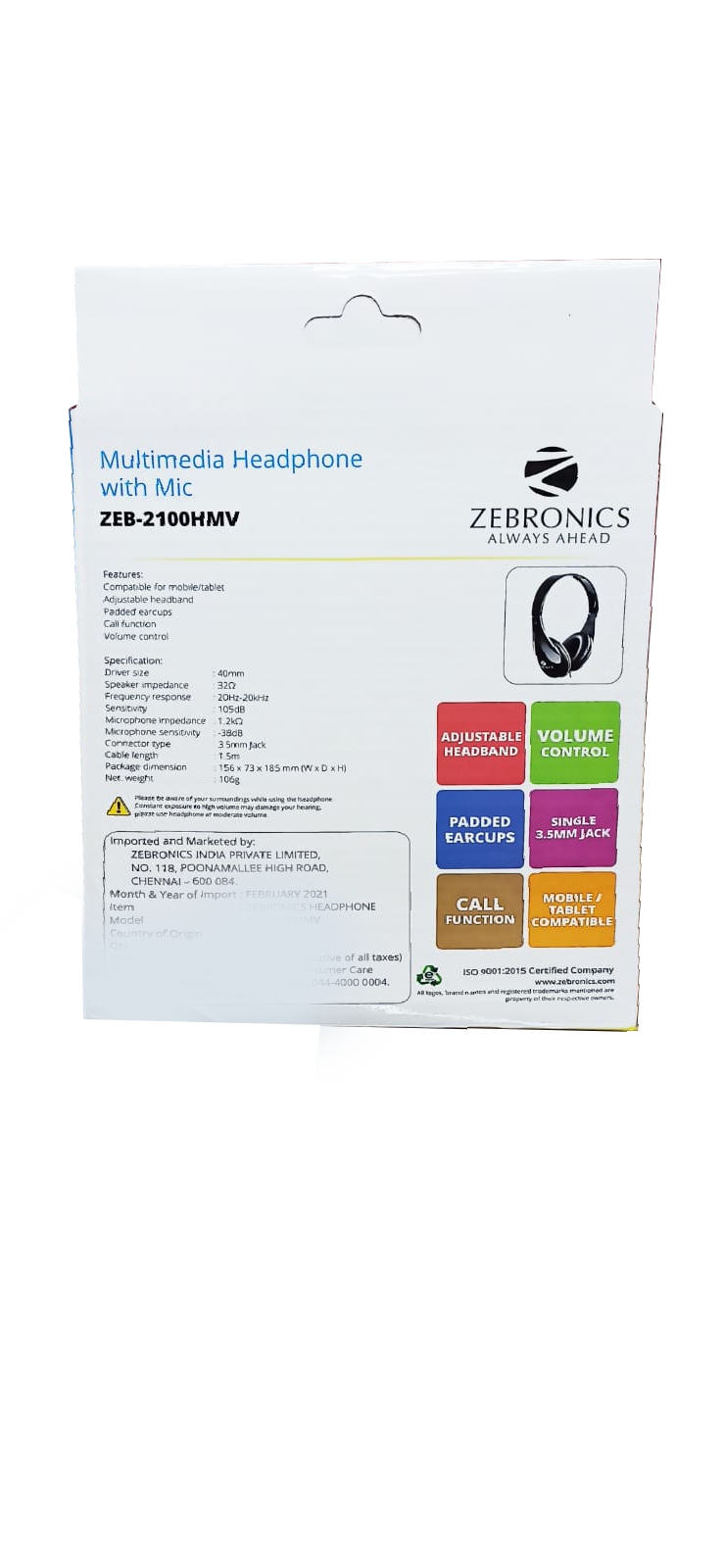 Zebronics ZEB-2100HMV Multimedia Headphone with Mic