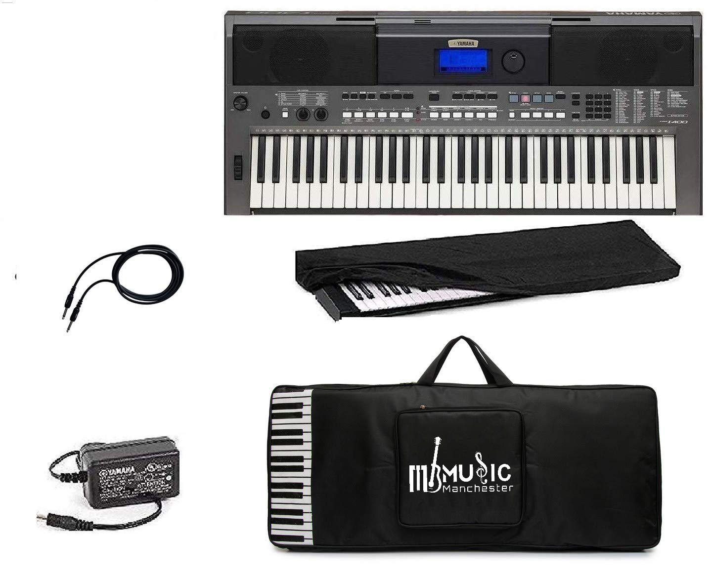 Yamaha PSR-I400 61-Keys Touch Sensitive Keyboard with Adaptor Padded Carry Bag Dust Cover and Jack Cable