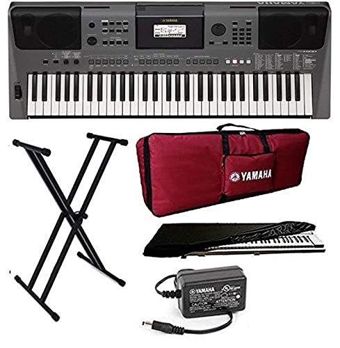 Yamaha PSR-I500 Touch Sensitive 61-Keys Keyboard with Keyboard Stand Padded Bag Dust Cover Power AdapterRed