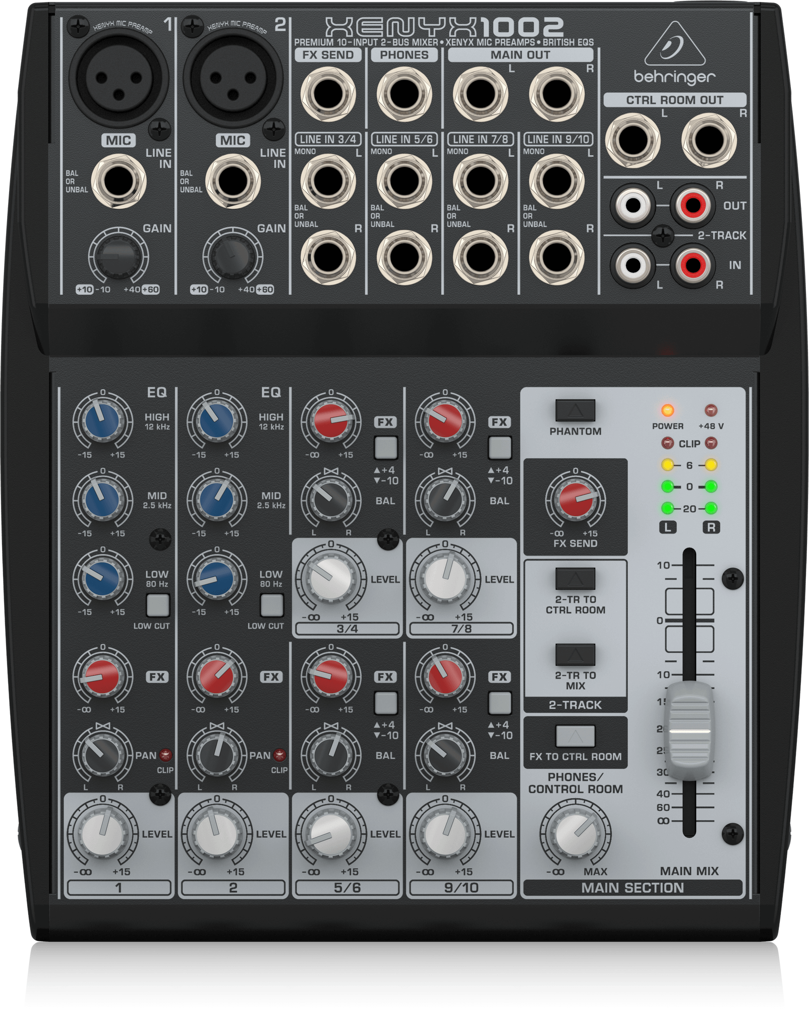 Behringer XENYX 1002 Premium 10-Input 2-Bus Mixer with XENYX Mic Preamps and British EQ