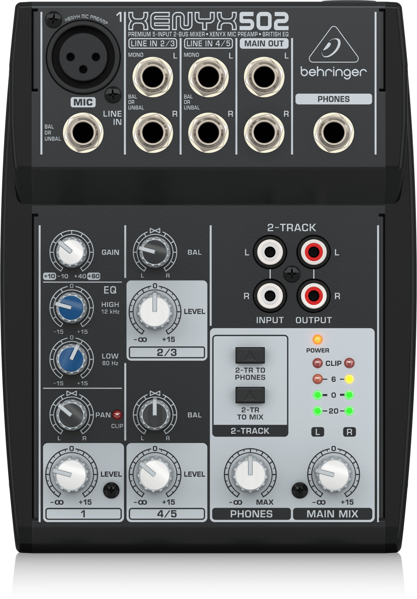 Behringer XENYX 502 Premium 5-Input 2-Bus Mixer with XENYX Mic Preamp and British EQ