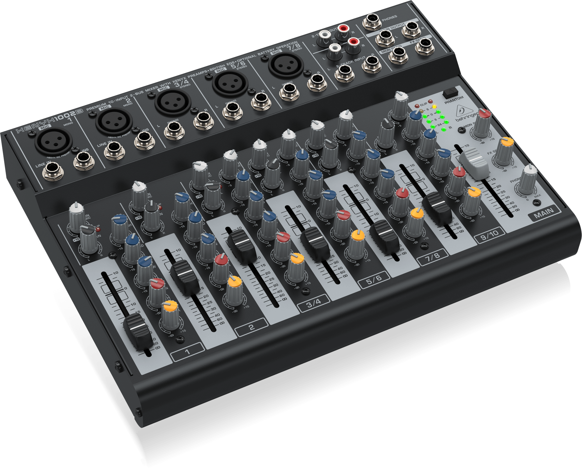 Behringer XENYX 1002B Premium 10-Input 2-Bus Mixer with XENYX Preamps British EQ and Optional Battery Operation