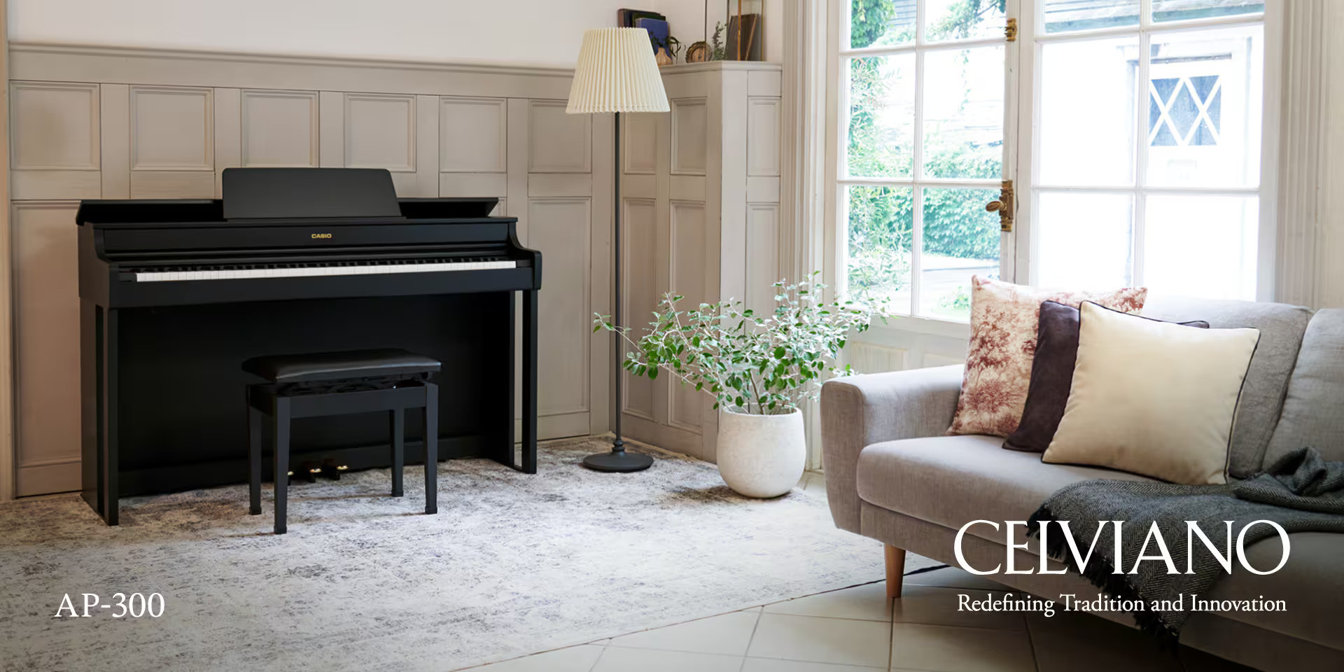 CASIO CELVIANO AP-300BK Digital Piano With Free Piano Chair 3 Pedals Wooden Stand and Bluetooth Device