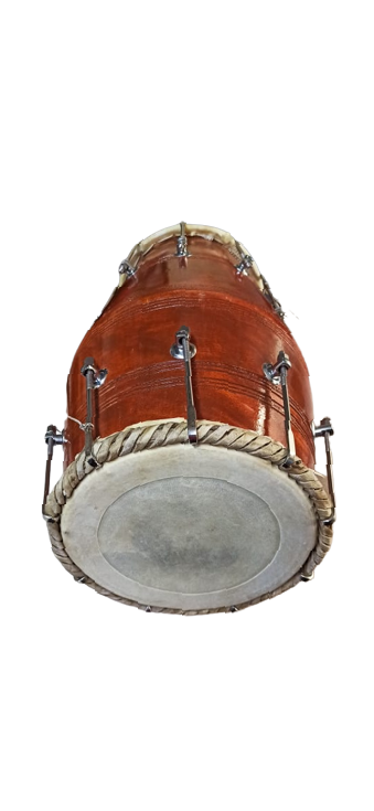 Wooden Musical Intrument Dholak Drum Nuts Bolt Design Brown