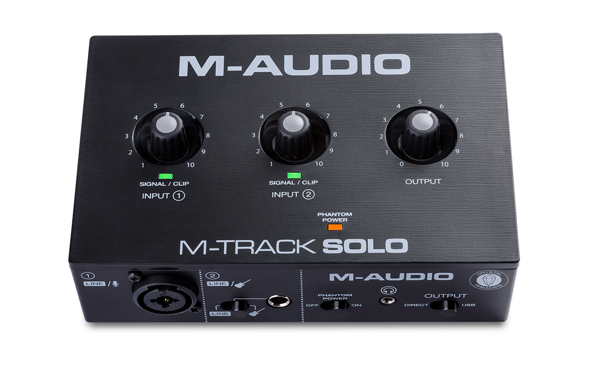 M-Audio M-Track Solo 48-KHz 2-channel USB Audio Interface with 1 Crystal Preamp Phantom Power and Instrument Input