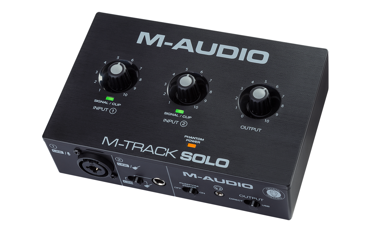 M-Audio M-Track Solo 48-KHz 2-channel USB Audio Interface with 1 Crystal Preamp Phantom Power and Instrument Input