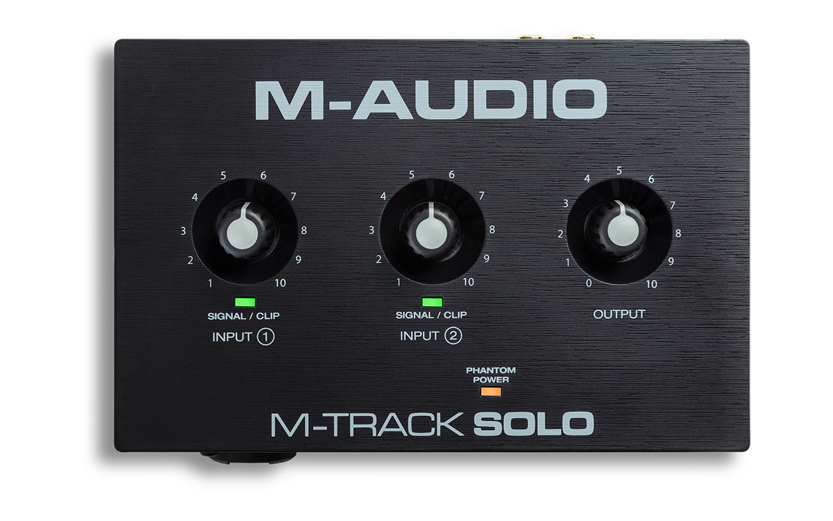 M-Audio M-Track Solo 48-KHz 2-channel USB Audio Interface with 1 Crystal Preamp Phantom Power and Instrument Input