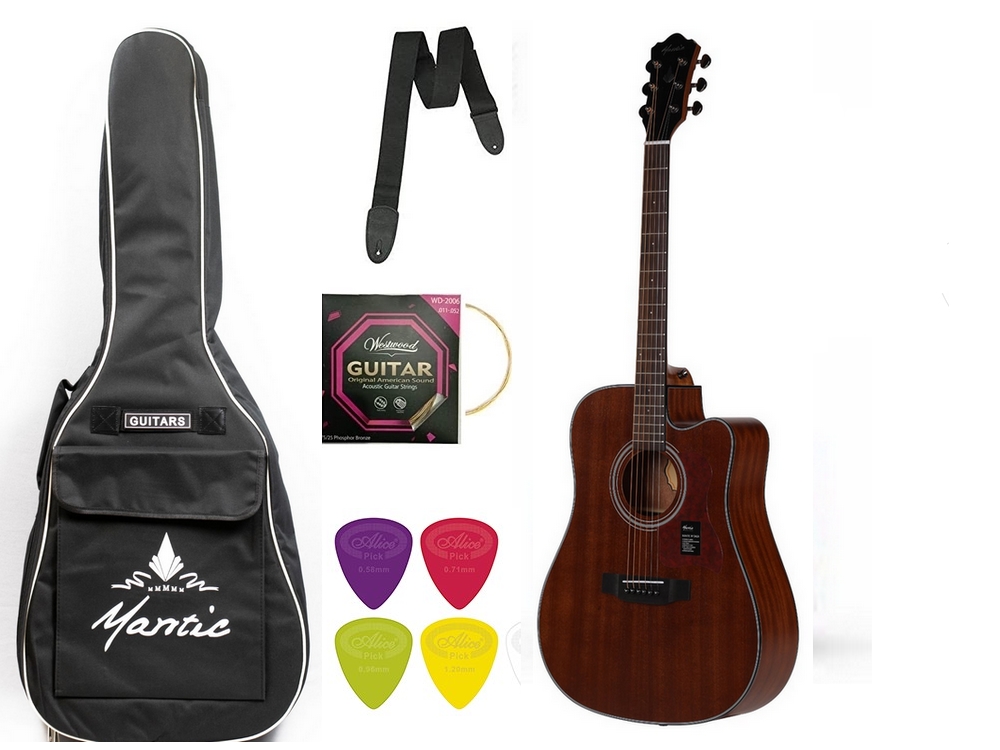 Mantic AG380C Acoustic Guitar -Sapele finish Combo Pack