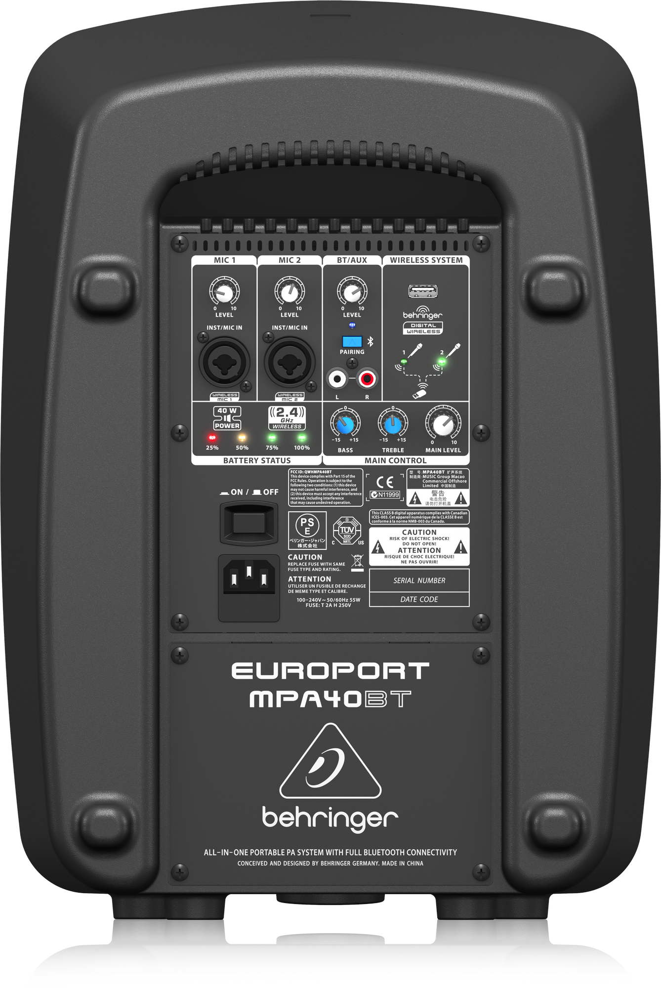 Behringer MPA40BT All-in-One Portable 40W PA System with Bluetooth Connectivity and Battery Operation
