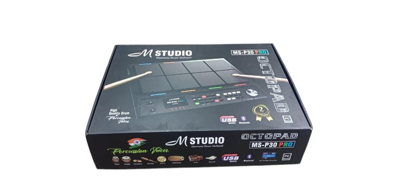 M-Studio MS-P30 PRO Digital Percussion Octapad With New Indian Tones and Bluetooth Black