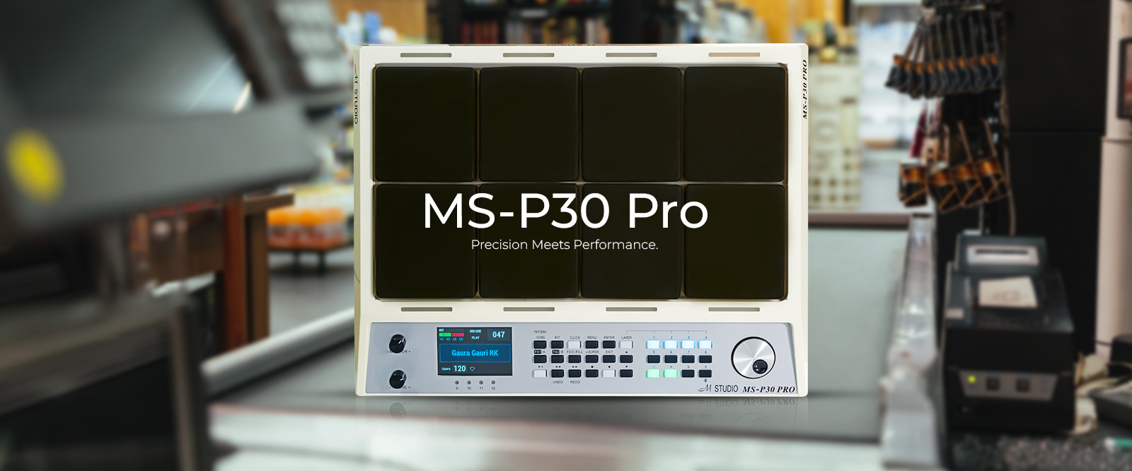 M-Studio MS-P30 PRO Digital Percussion Octapad With New Indian Tones and Bluetooth White